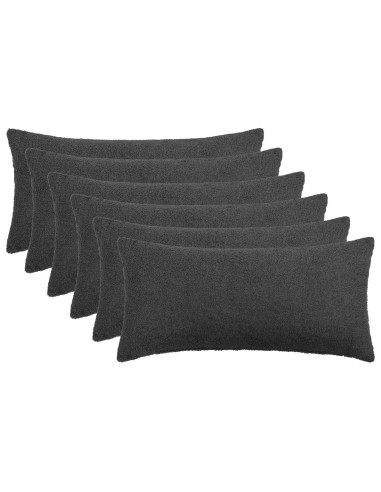 Federa 6 pcs HEERLEN Grigio Scuro 40 x 80 cm Bouclé