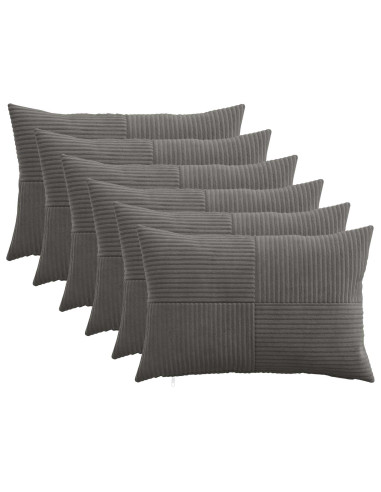 Federa 6 pcs ALMELO Grigio Scuro 40 x 60 cm corduroy