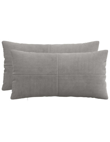 Federa 2 pcs ALMELO Grigio Chiaro 40 x 70 cm corduroy