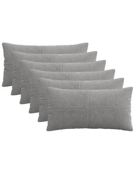 Federa 6 pcs ALMELO Grigio Chiaro 40 x 70 cm corduroy