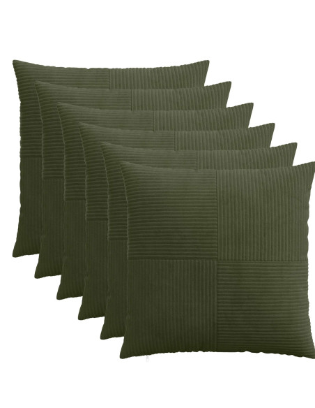 Federa 6 pcs ALMELO Verde 80 x 80 cm corduroy