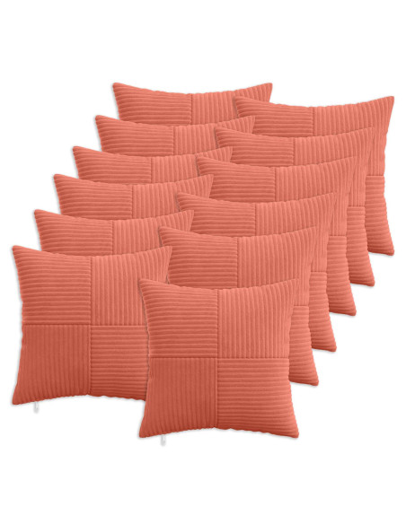 Federa 12 pcs ALMELO Rosso Arancio 50 x 50 cm corduroy