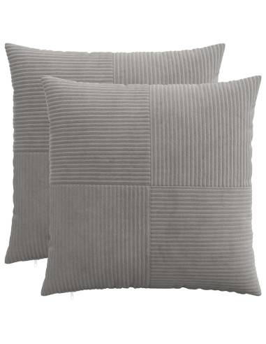 Federa 2 pcs ALMELO Grigio Chiaro 55 x 55 cm corduroy