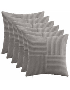 Federa 6 pcs ALMELO Grigio Chiaro 35 x 35 cm corduroy
