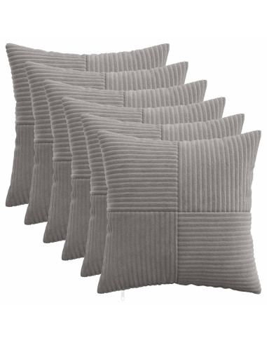 Federa 6 pcs ALMELO Grigio Chiaro 35 x 35 cm corduroy