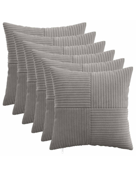 Federa 6 pcs ALMELO Grigio Chiaro 35 x 35 cm corduroy
