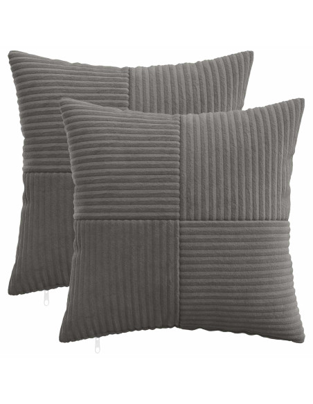 Federa 2 pcs ALMELO Grigio Scuro 35 x 35 cm corduroy