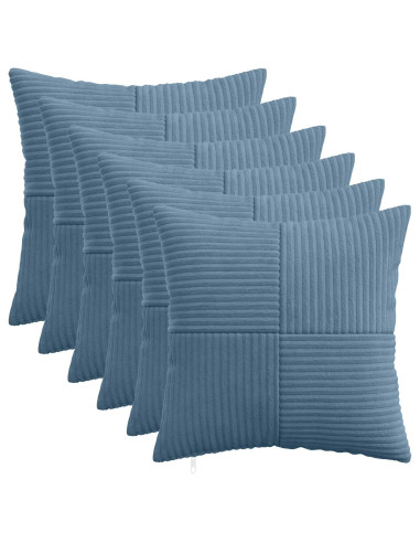 Federa 6 pcs ALMELO Blu 35 x 35 cm corduroy