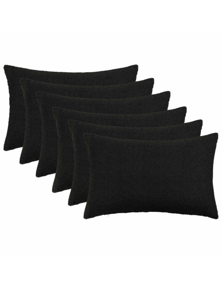 Federa 6 pcs HEERLEN Nero 30 x 50 cm Bouclé