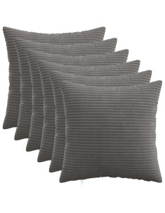 Federa 6 pcs HEERLEN Grigio Scuro 30 x 30 cm corduroy