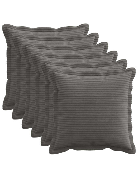 Federa 6 pz HOUTEN Grigio Scuro 40 x 40 cm corduroy