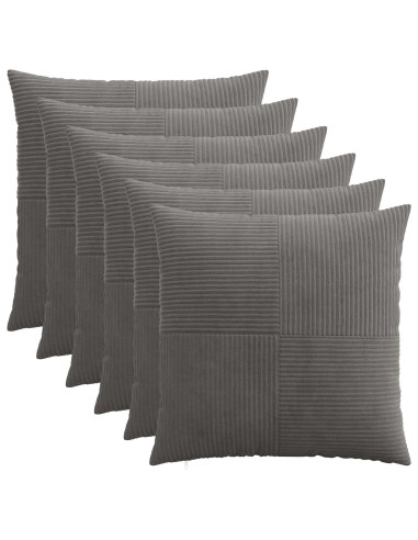 Federa 6 pcs ALMELO Grigio Scuro 55 x 55 cm corduroy