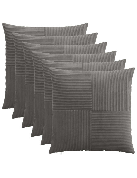 Federa 6 pcs ALMELO Grigio Scuro 55 x 55 cm corduroy