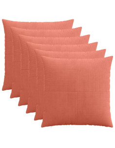 Federa 6 pcs ALMELO Rosso Arancio 55 x 55 cm corduroy