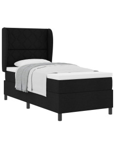Letto a molle con testiera Nero 90 x 190 cm Tessuto 2