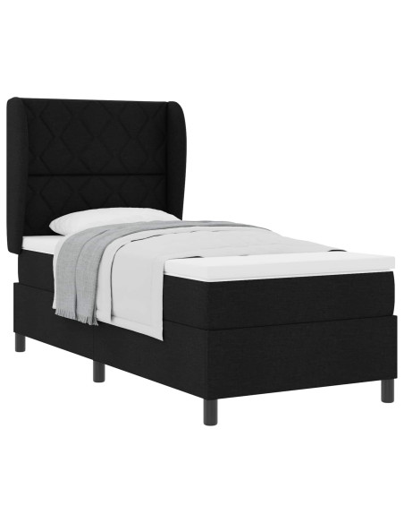 Letto a molle con testiera Nero 90 x 190 cm Tessuto