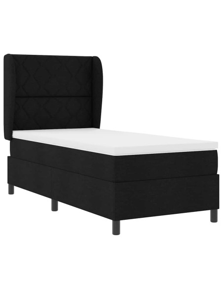 Letto a molle con testiera Nero 90 x 190 cm Tessuto