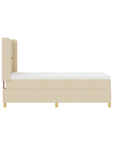 Letto a molle con testiera Crema 90 x 200 cm Tessuto