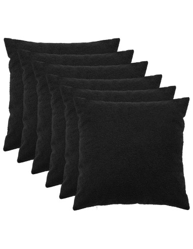 Federa 6 pcs HEERLEN Nero 55 x 55 cm Bouclé