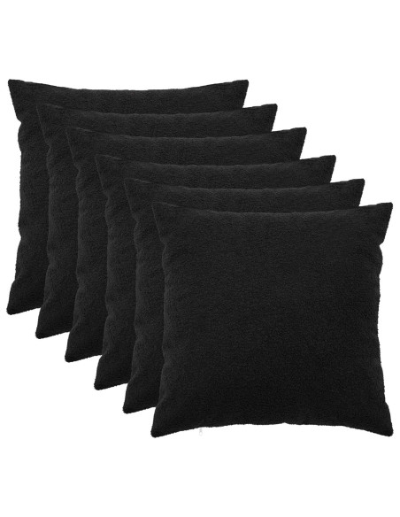 Federa 6 pcs HEERLEN Nero 55 x 55 cm Bouclé