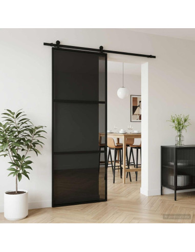 Porta scorrevole 76 x 205 cm Vetro Temperato e Alluminio