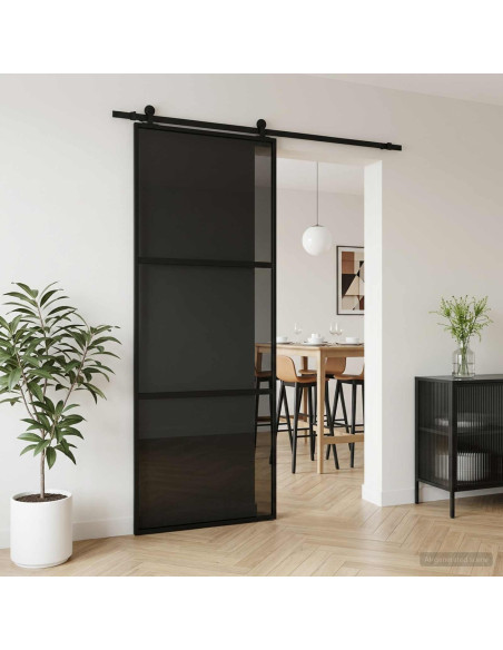 Porta scorrevole 76 x 205 cm Vetro Temperato e Alluminio
