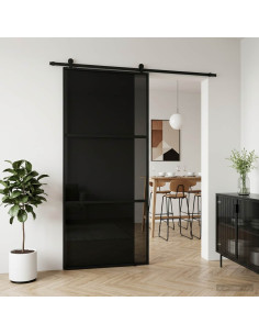 Porta scorrevole 102 x 205 cm Vetro Temperato e Alluminio