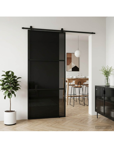 Porta scorrevole 102 x 205 cm Vetro Temperato e Alluminio