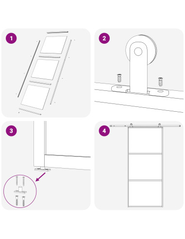 Porta scorrevole 90 x 205 cm Vetro Temperato e Alluminio
