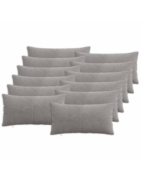 Federa 12 pcs ALMELO Grigio Chiaro 40 x 80 cm corduroy