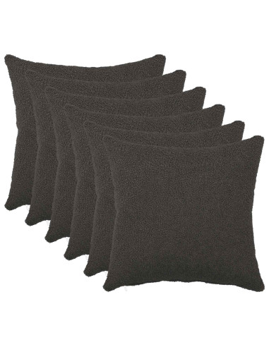 Federa 6 pcs HEERLEN Grigio Scuro 30 x 30 cm Bouclé