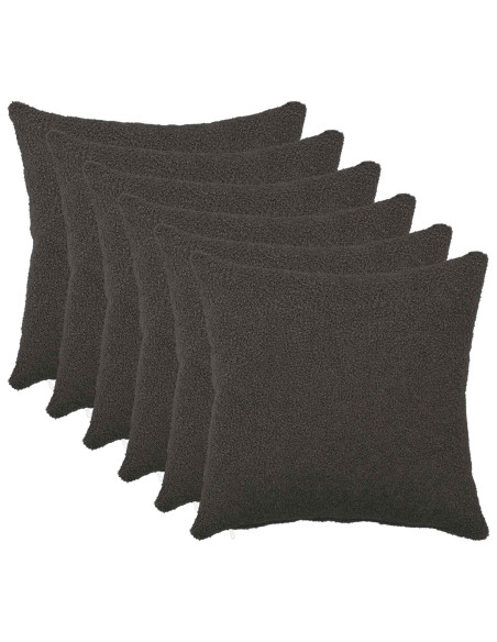 Federa 6 pcs HEERLEN Grigio Scuro 30 x 30 cm Bouclé
