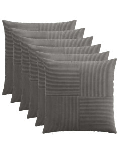 Federa 6 pcs ALMELO Grigio Scuro 65 x 65 cm corduroy