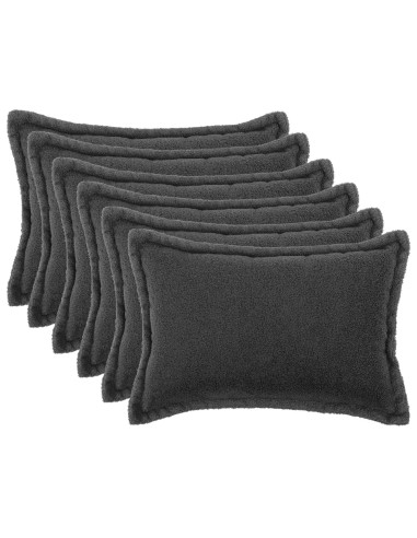 Federa 6 pcs HOUTEN Grigio Scuro 40 x 60 cm Bouclé