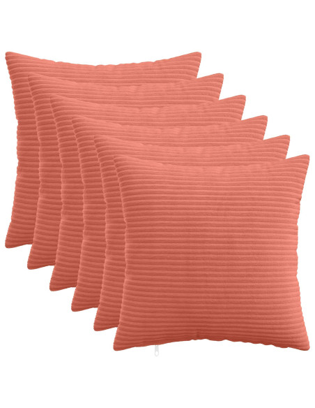 Federa 6 pcs HEERLEN Rosso Arancio 50 x 50 cm corduroy