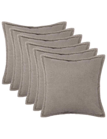 Federa 6 pcs HOUTEN Grigio Chiaro 40 x 40 cm Bouclé