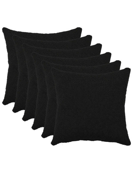 Federa 6 pcs HEERLEN Nero 35 x 35 cm Bouclé