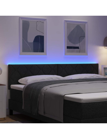 Testiera LED Nero 180 cm Tessuto