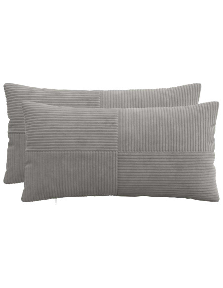 Federa 2 pcs ALMELO Grigio Chiaro 40 x 80 cm corduroy