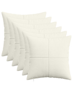 Federa 6 pcs ALMELO Crema 45 x 45 cm corduroy