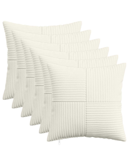 Federa 6 pcs ALMELO Crema 45 x 45 cm corduroy