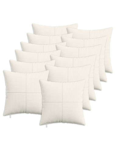 Federa 12 pcs ALMELO Crema 45 x 45 cm corduroy