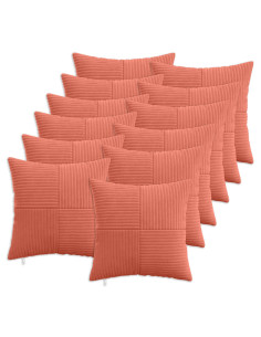 Federa 12 pcs ALMELO Rosso Arancio 45 x 45 cm corduroy