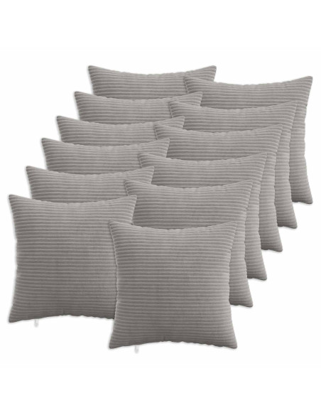 Federa 12 pcs HEERLEN Grigio Chiaro 40 x 40 cm corduroy