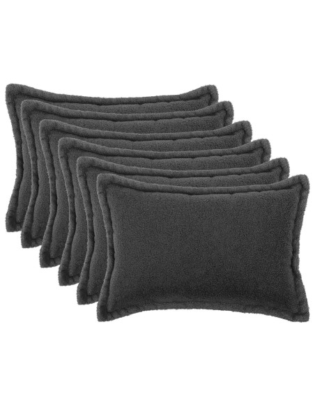 Federa 6 pcs HOUTEN Grigio Scuro 50 x 70 cm Bouclé