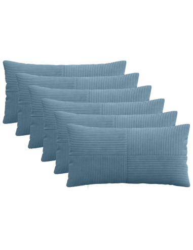 Federa 6 pcs ALMELO Blu 40 x 70 cm corduroy