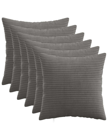 Federa 6 pcs HEERLEN Grigio Scuro 45 x 45 cm corduroy