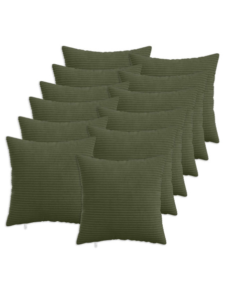 Federa 12 pcs HEERLEN Verde 45 x 45 cm corduroy