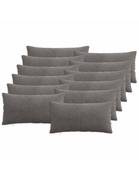 Federa 12 pcs ALMELO Grigio Scuro 40 x 80 cm corduroy