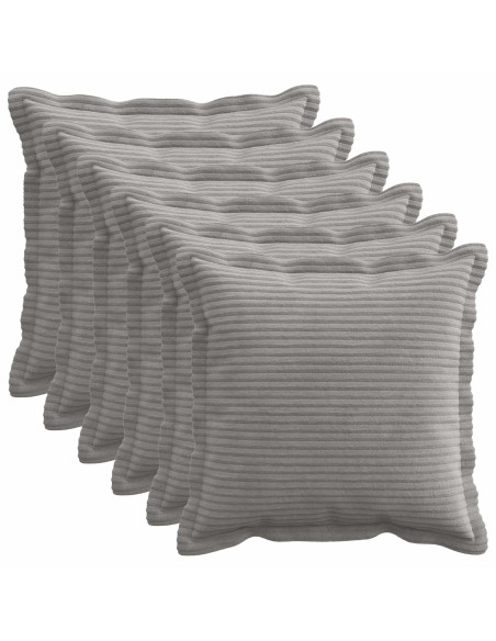 Federa 6 pz HOUTEN Grigio Chiaro 45 x 45 cm corduroy